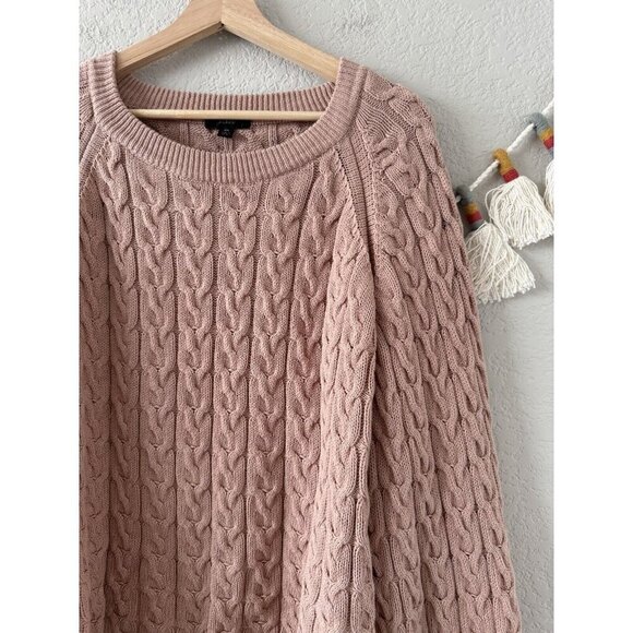 J. Crew Relaxed Fit Cable Knit Crewneck Balloon Sleeve Sweater Cottage Neutral3x - Picture 5 of 11